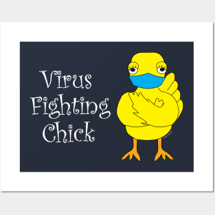 Virus Fighting Chick Side White Text Posters and Art